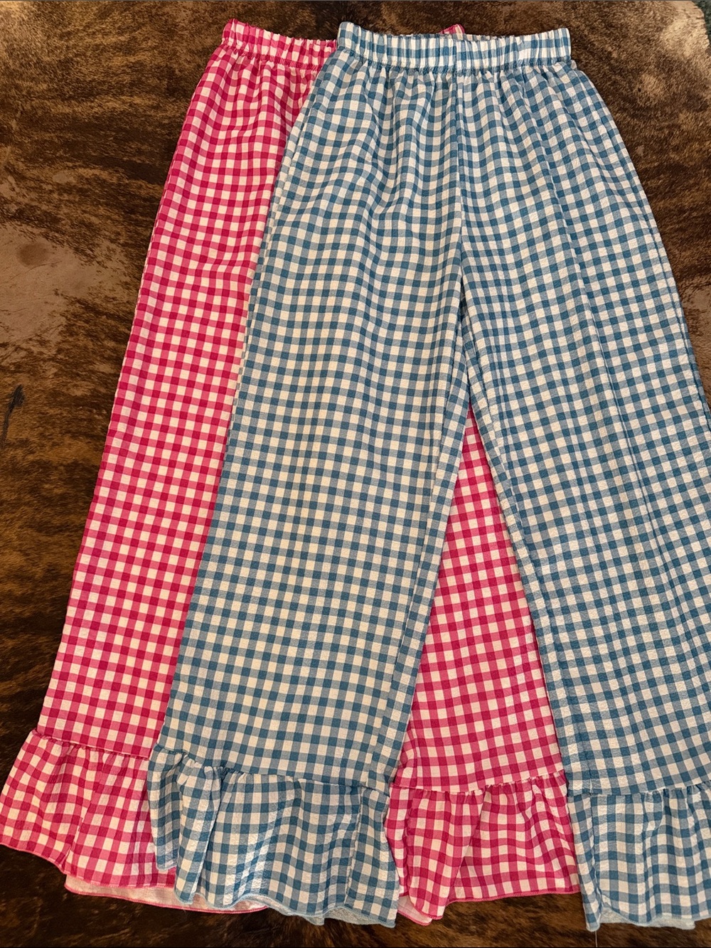 Kids Gingham Pajama Pants - Blue & Pink
